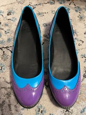 Dr. Martens Ceri Blue & Purple Patent Lamper Leather Brogue Flats Size 7